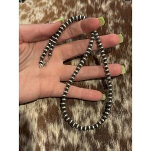 Native American Sterling Silver 5mm Navajo Pearl Necklace 18” Layering